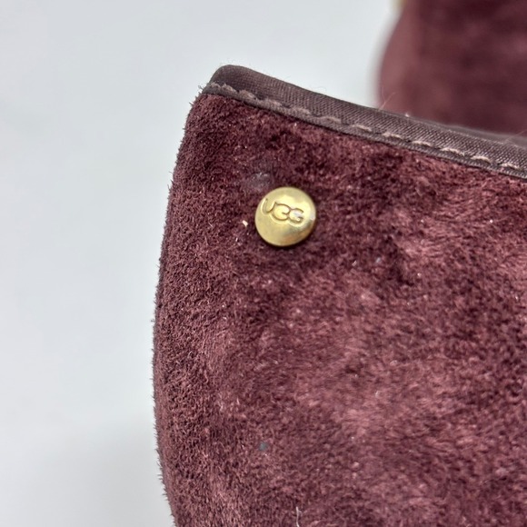 UGG Sherpa Ballet Flats Womens Size 6 Suede Studded Bow Brown Suede - Picture 4 of 10